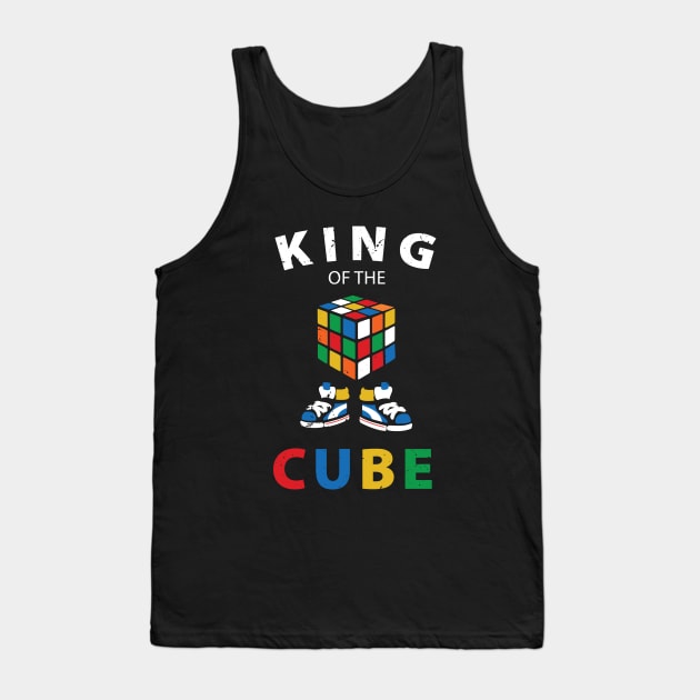 King Of The Cube Rubik's Rubiks Cube Rubik Cube Retro Colorful Cube Game Fun Gift for Cuber Spinning Rubix Tank Top by Anodyle